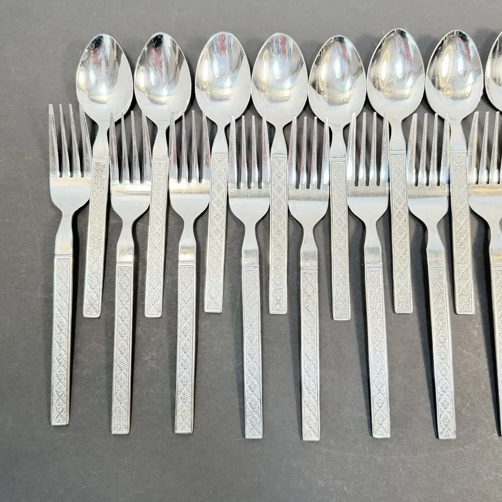 Vtg Frontier Airlines Flatware 24 Pcs Forks Spoons Stainless Steel Japan Korea